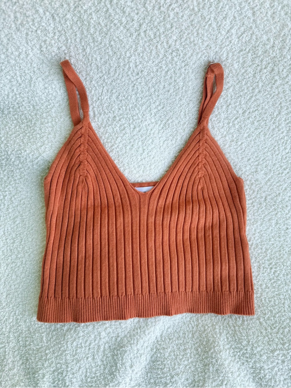 Orange Ribbed Cropped Cami Tank - Picture 8 of 9